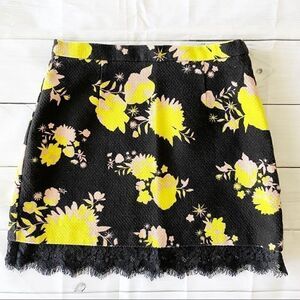 Topshop Black Floral Mini Skirt - Size 2
